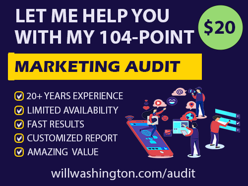 graphic outlining the amazing benefits of my 20 dollar marketing audit offer